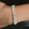 18k Gold 8mm Diamond Prong Cuban Link Bracelet for Men & Women