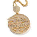 Moissanite Hip Hop ‘SELF MANG’ Large Disc Pendant – Personalize Your Style