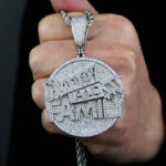 Stunning Moissanite Round Pendant Necklace with “MONEY AND FAMILY” Letter Design