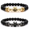 Elegant Black Frosted & Copper Beaded Crown Bracelet for Stylish Accessories