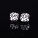 ful 8mm Square Moissanite Flower Cut Earrings in S925 Silver