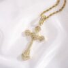 Gold Iced Baguette Cut Moissanite Pendant Necklace – Sparkling Cross Design