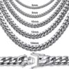 Premium 8mm White Gold Plated 316L Stainless Steel Cuban Link Chain