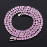 Elegant 4mm Moissanite Pink Tennis Chain in S925 Sterling Silver