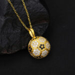 Elegant S925 Moissanite Football Pendant Necklace – Perfect Gift for Sports Lovers