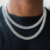 Premium 9mm Moissanite Diamond Cuban Link Chain in 14K White Gold