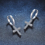 Stunning S925 Moissanite Cross Earrings | Sparkling Silver Jewelry