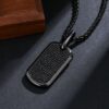 Stylish Black Gold Iced Men’s Moissanite Dog Tag Pendant Necklace