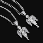 Luxury Iced Out Men’s Angel Moissanite Pendant Necklace in 14K Gold/White Gold Bio: Elevate your style with this stunning iced out men’s angel pendant necklace, featuring high-quality moissanite stones set in genuine 14K gold or white gold. Perfect for any occasion!