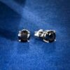 Stunning 1Ct Moissanite Round Black Stud Earrings in S925 Sterling Silver – VVS1 Quality