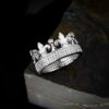 Stunning Iced Moissanite King Crown Ring – Elegant Jewelry for Men