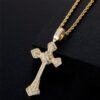 Gold Iced Baguette Cut Moissanite Pendant Necklace – Sparkling Cross Design