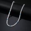 Stunning 5mm Blue Moissanite Tennis Chain Necklace in White Gold