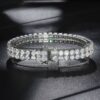 Stunning 10mm Moissanite Double Row Tennis Bracelet in 18K White Gold