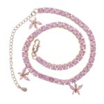 Elegant Iced Pink Butterfly Tennis Choker Necklace – 5mm Stylish Accessory