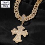 10mm Moissanite Cuban Chain Cross Pendant Set – Elegant & Dazzling Jewelry