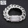 20mm Ice Out Diamond Cuban Bracelet – Men’s T Square Design for Ultimate Style