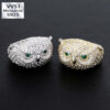 Stunning 18K Gold Plated Moissanite Owl Jewelry Set & Hip Hop Ring