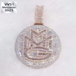 Sparkling Moissanite Circular Pendant with ‘MMG’ Initial Letters