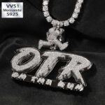 Stylish Moissanite ‘OTR’ Letters Pendant – Perfect Fashion Accessory