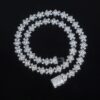 Stunning 10mm Moissanite Cloister Link Chain Necklace in White Gold