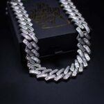 Stunning 18mm White Gold Moissanite Baguette Cuban Link Chain for Luxury Style