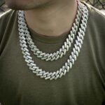 Stunning 18mm White Gold Moissanite Baguette Cuban Link Chain for Luxury Style