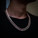 12mm Moissanite Diamond Cuban Link Chain in Elegant Rose Gold