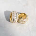 Stunning 18k Gold Moissanite Baguette Layered Ring – Elegant Bridal & Fashion Jewelry