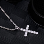 Stunning Iced Out Men’s Moissanite Cross Pendant in White Gold Jewelry