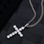 Stunning Iced Out Men’s Moissanite Cross Pendant in White Gold Jewelry