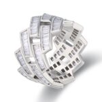 Stunning Moissanite Baguette Cut Men’s Ring – Elegant White Gold Design