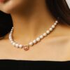 Stunning 8mm Red Ruby Freshwater Pearl Beaded Necklace for Elegant Style