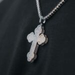 Stunning Moissanite Orthodox Cross Pendant in White Gold – Elegant Jewelry Gift