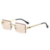 Stylish Rimless Twist Design Crystal Cut Square Sunglasses for Women