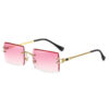 Stylish Rimless Twist Design Crystal Cut Square Sunglasses for Women