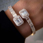 Stunning Men’s Moissanite Baguette Bangle Bracelet – Luxurious Jewelry Gift