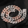 15mm 2-Tone Moissanite Baguette Cuban Link Chain – White & Rose Gold