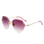 Stylish Polygonal Rimless Sunglasses with Diamond Cut Design for UV Protection