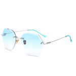 Stylish Polygonal Rimless Sunglasses with Diamond Cut Design for UV Protection