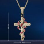 Men’s Moissanite Iced Out Cross Pendant with Coral Snake Twist Design