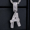 Premium Iced Out Baguette Cut Moissanite Letter Pendant Necklace in White Gold and Gold