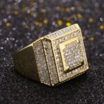 14K Gold Moissanite Retro Cubist Men’s Ring | Unique Designer Jewelry