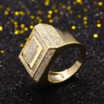 14K Gold Moissanite Retro Cubist Men’s Ring | Unique Designer Jewelry