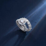 Elegant Solitaire Halo Engagement Ring with Side Diamond Accents