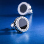 Men’s S925 Round Black Onyx Moissanite Stud Earrings – Stylish & Durable