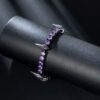 Stunning 5mm Moissanite Purple Tennis Bracelet with Tooth and Claw Design in Black Gold