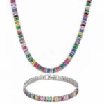 Stunning Multi Emerald Cut Tennis Chain Set for Women – Elegant Jewelry for Every Occasion