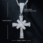 Rotatable Iced Cross Moissanite Pendant Necklace with FREE Chain