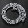 Stunning 8mm Iced Moissanite Cuban Link Chain Set in White Gold